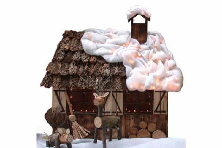 Casita nevada con luz