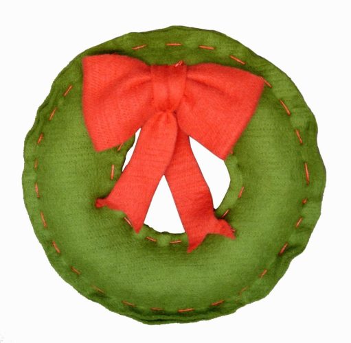 Corona lana verde con lazo