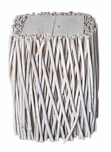 Pedestal cuadrado color blanco de mimbre