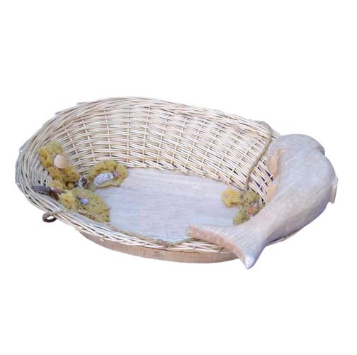 Cesta pescador mimbre y madera