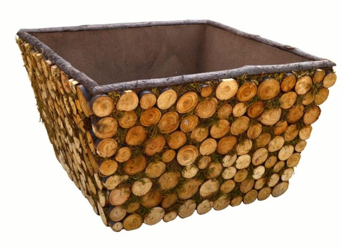 Macetero madera rebanadas