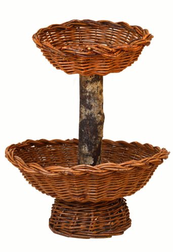 Bandeja 2 pisos mimbre rústico