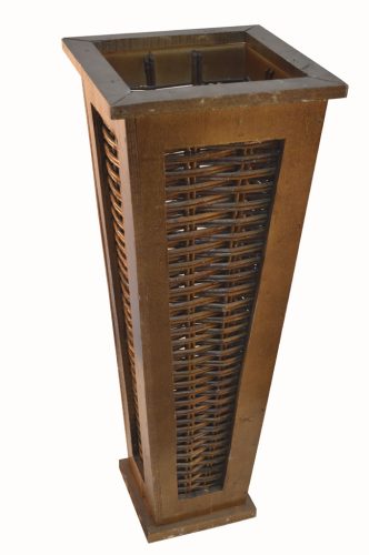 Florero madera y mimbre rústico marrón