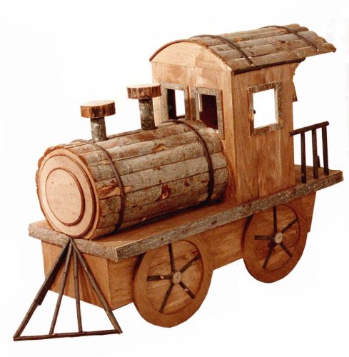 Locomotora madera y palo gris