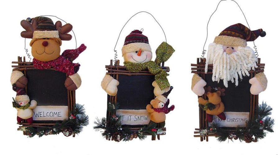 Pizarra con muñecos navideños