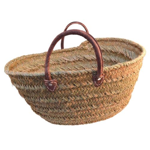 Leñera de esparto asas cuero