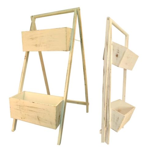 Jardinera madera blanco decapado