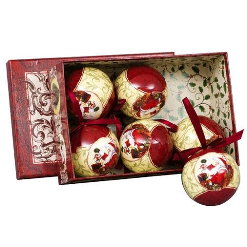 Set de 6 bolas vintage Santa Claus