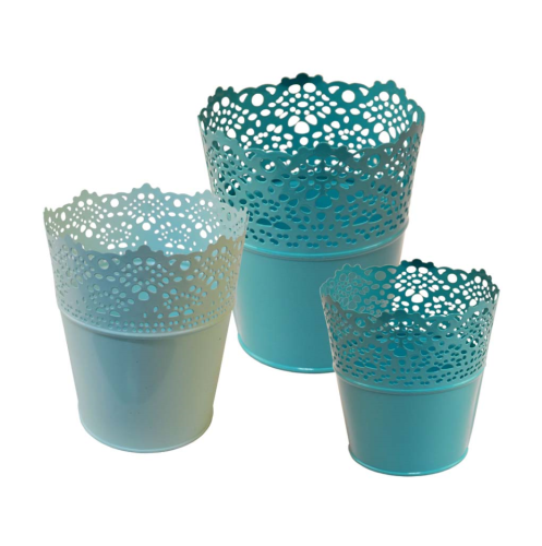 Set de 3 maceteros azules
