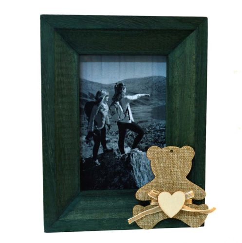 Portafotos verde con osito