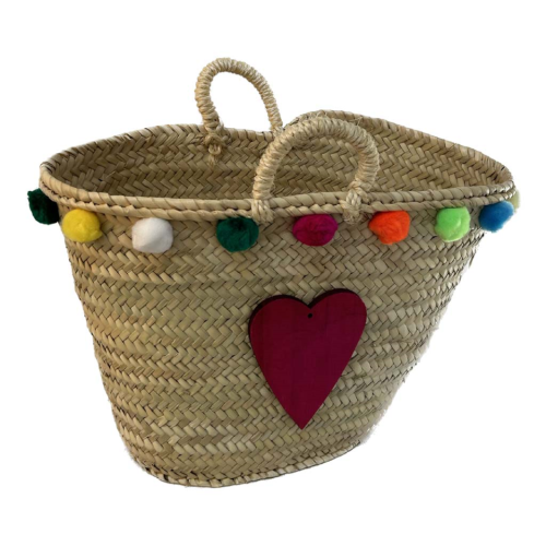 Bolso corazón y pompones