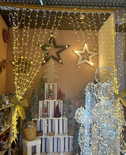 Cortina de luces cable negro luz cálida sin flash