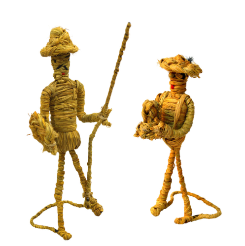 Set Quijote y Sancho de esparto