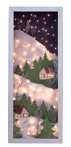 Cuadro paisaje nevado con luces