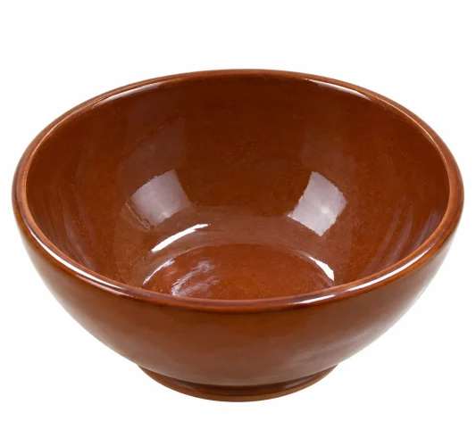 Cuenco de cerámica marrón esmaltada